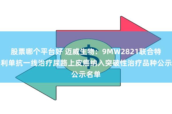 股票哪个平台好 迈威生物：9MW2821联合特瑞普利单抗一线治疗尿路上皮癌纳入突破性治疗品种公示名单
