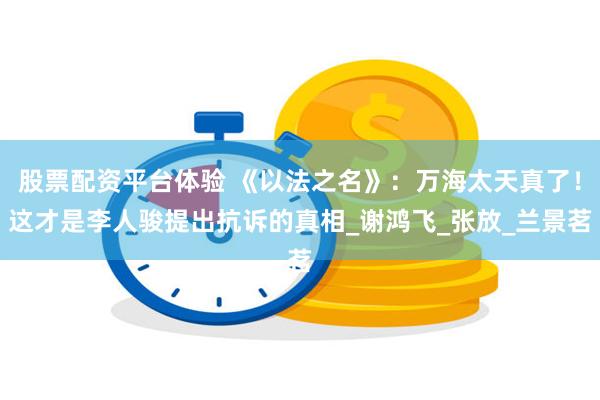 股票配资平台体验 《以法之名》：万海太天真了！这才是李人骏提出抗诉的真相_谢鸿飞_张放_兰景茗
