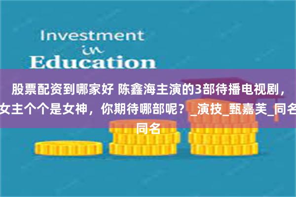 股票配资到哪家好 陈鑫海主演的3部待播电视剧，女主个个是女神，你期待哪部呢？_演技_甄嘉芙_同名